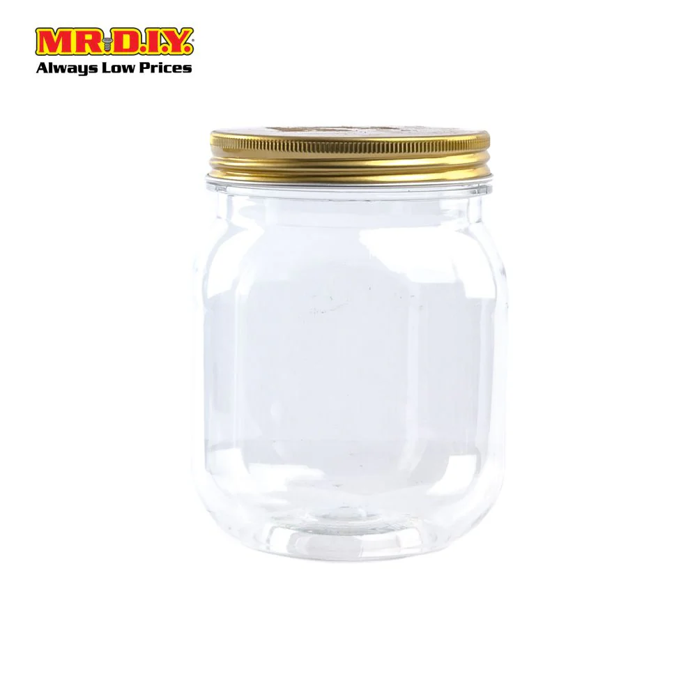 (MR.DIY) Screw Cap Transparent Plastic Container Jar  Gold  (18cm) - Image 2