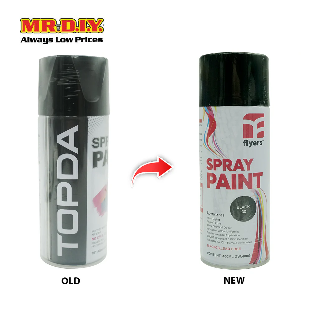 (MR.DIY) FLYERS Spray Paint Black #30 (400ml) - Image 4