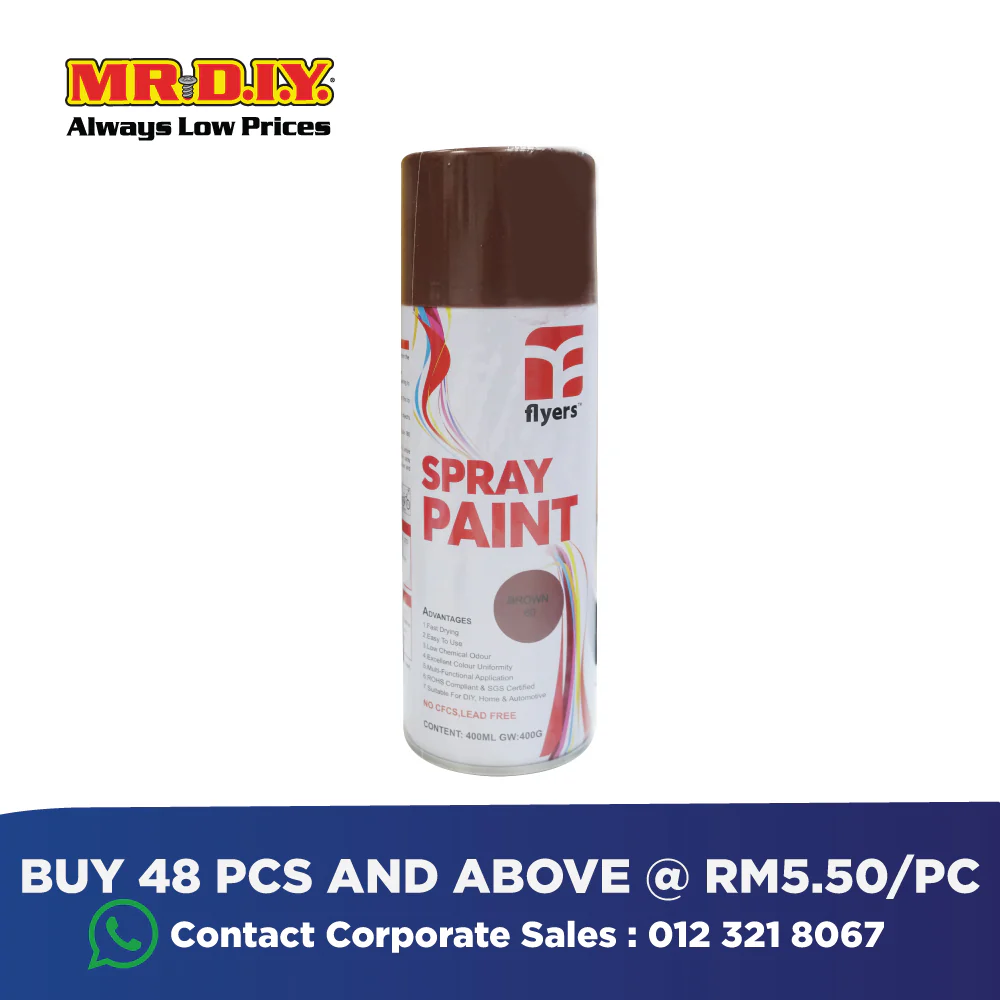 (MR.DIY) FLYERS Spray Paint Brown #60 (400ml) - Image 5