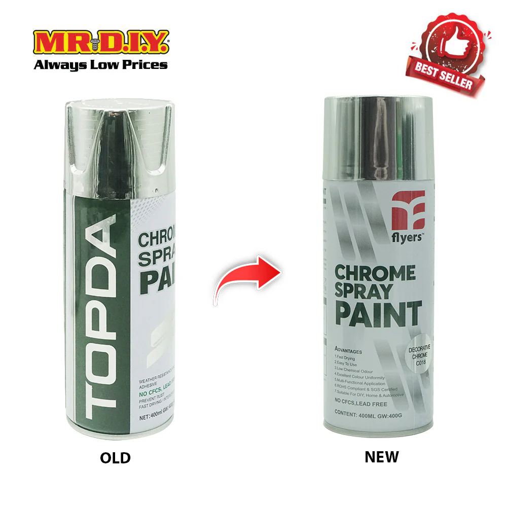 [BEST SELLER] (MR.DIY) FLYERS Spray Paint Chrome #C018 (400ml) - Image 4