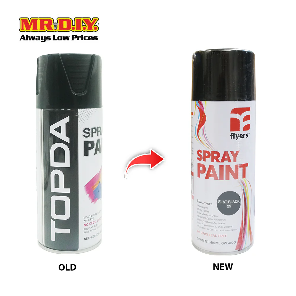 [BEST SELLER] (MR.DIY) FLYERS Spray Paint Flat Black #29 (400ml) - Image 2