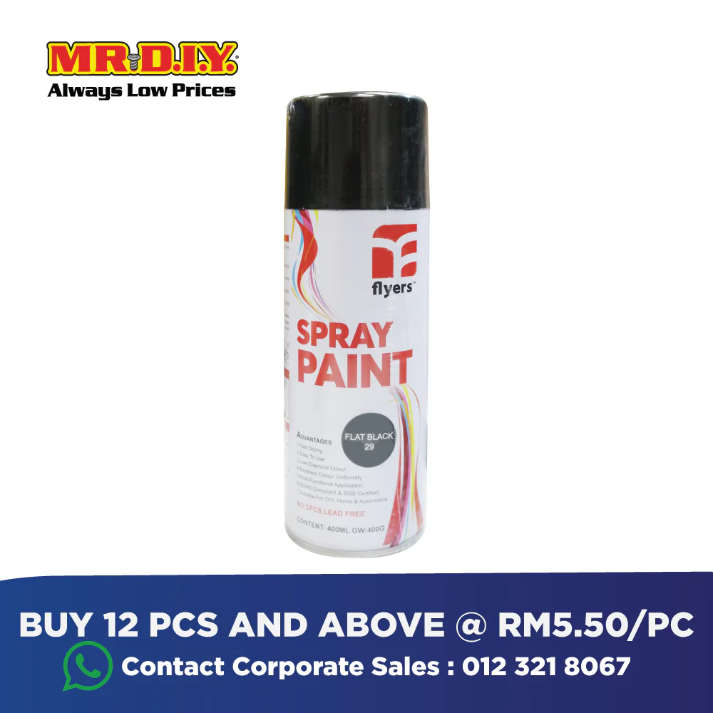 [BEST SELLER] (MR.DIY) FLYERS Spray Paint Flat Black #29 (400ml) - Image 4