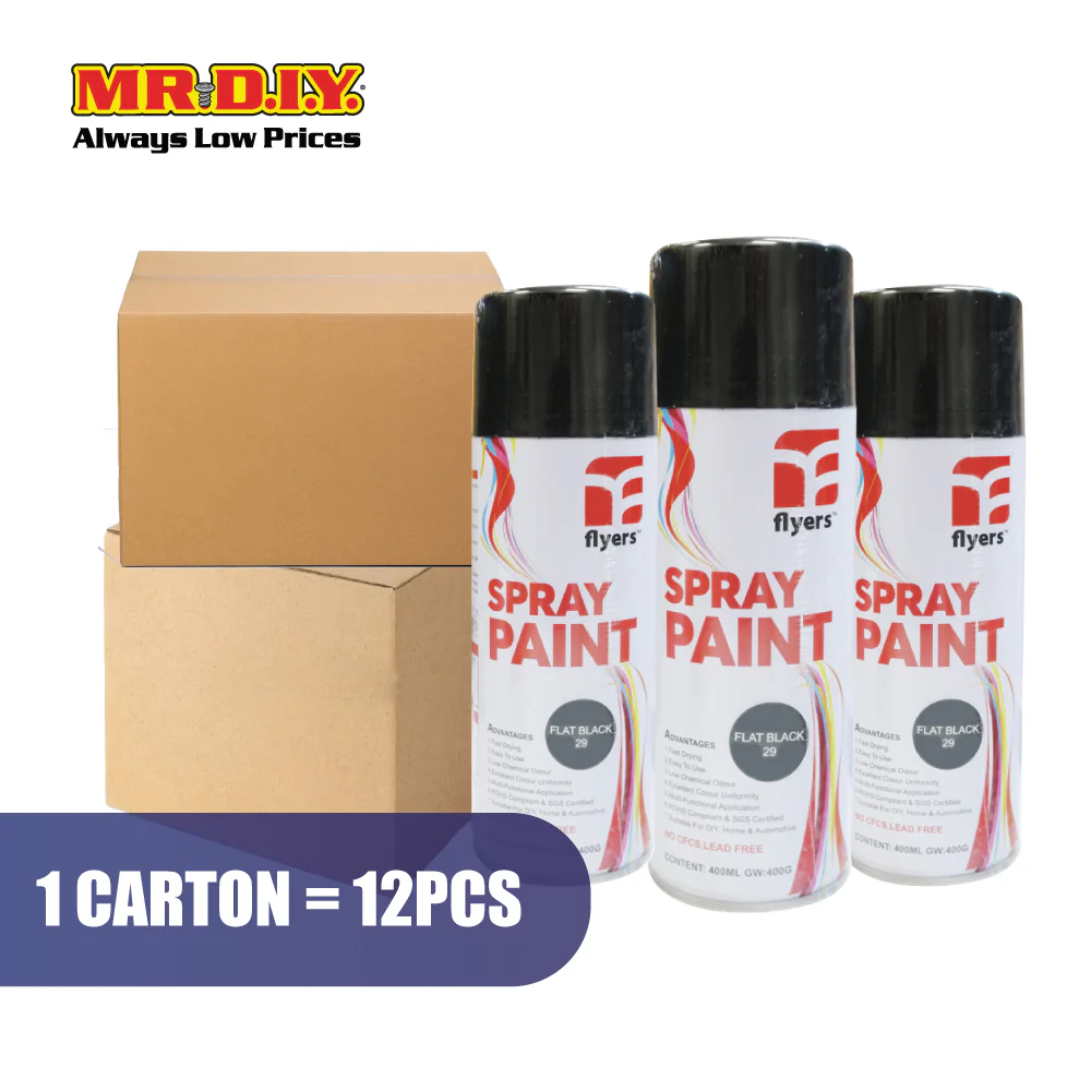 [BEST SELLER] (MR.DIY) FLYERS Spray Paint Flat Black #29 (400ml) - Image 5