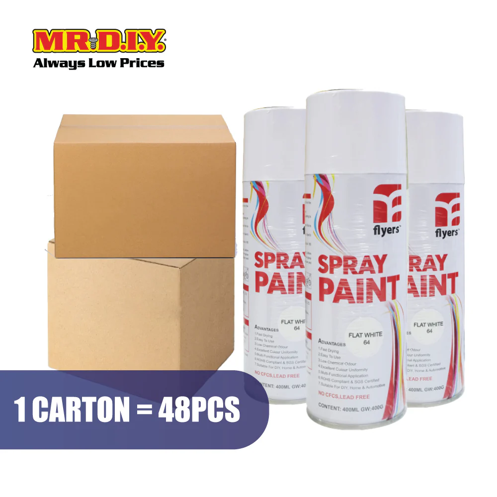 (MR.DIY) FLYERS Spray Paint Flat White #64 (400ml) - Image 6