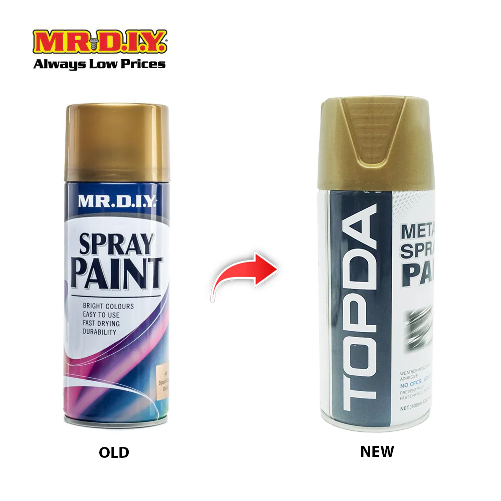 (MR.DIY) TOPDA Spray Paint Gold #808 (400ml) - Image 3
