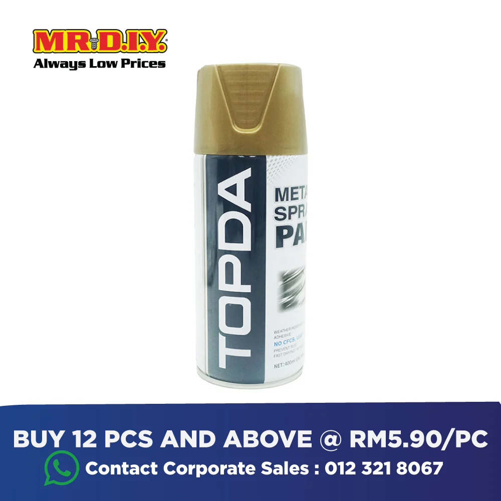 (MR.DIY) TOPDA Spray Paint Gold #808 (400ml) - Image 4
