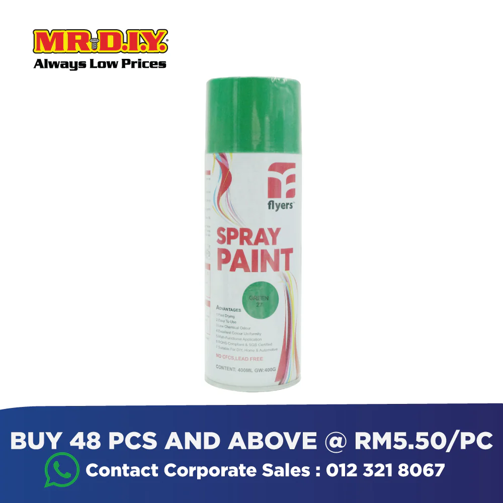 (MR.DIY) FLYERS Spray Paint Green #27 400ml - Image 3