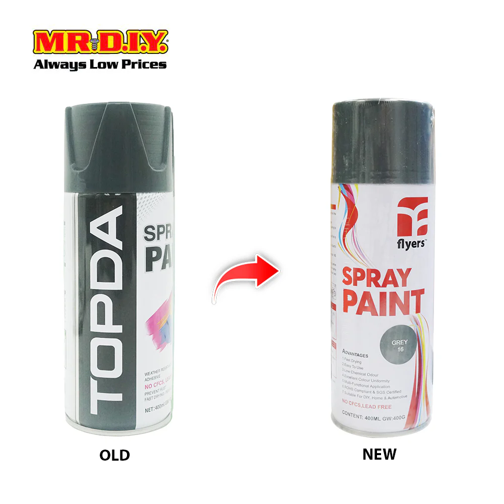 (MR.DIY) FLYERS Spray Paint Grey #16 (400ml) - Image 2