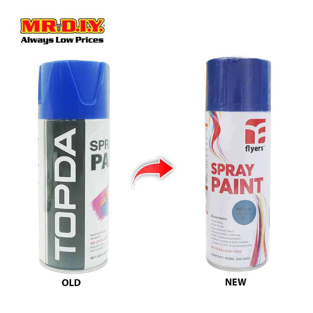 (MR.DIY) FLYERS Spray Paint Medium Blue #23 (400ml) - Image 2