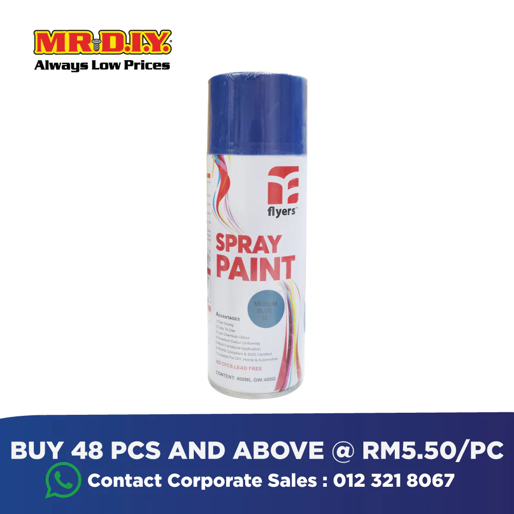 (MR.DIY) FLYERS Spray Paint Medium Blue #23 (400ml) - Image 5