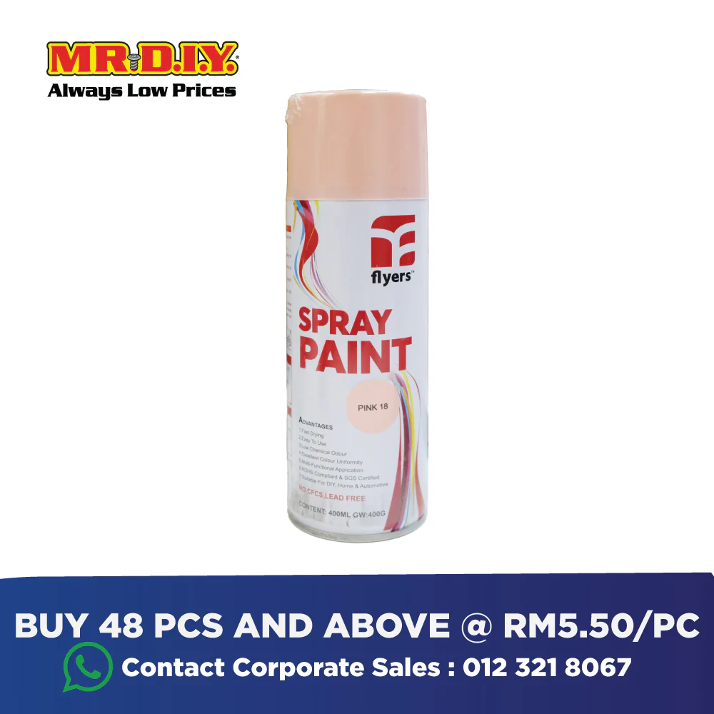(MR.DIY) FLYERS Spray Paint Pink #18 (400ml) - Image 5