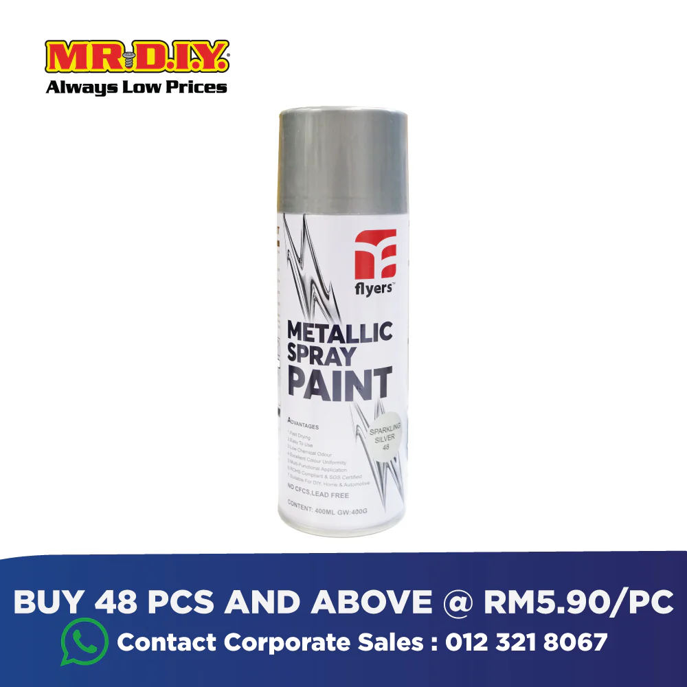 (MR.DIY) FLYERS Spray Paint Silver #803 (400ml) - Image 4