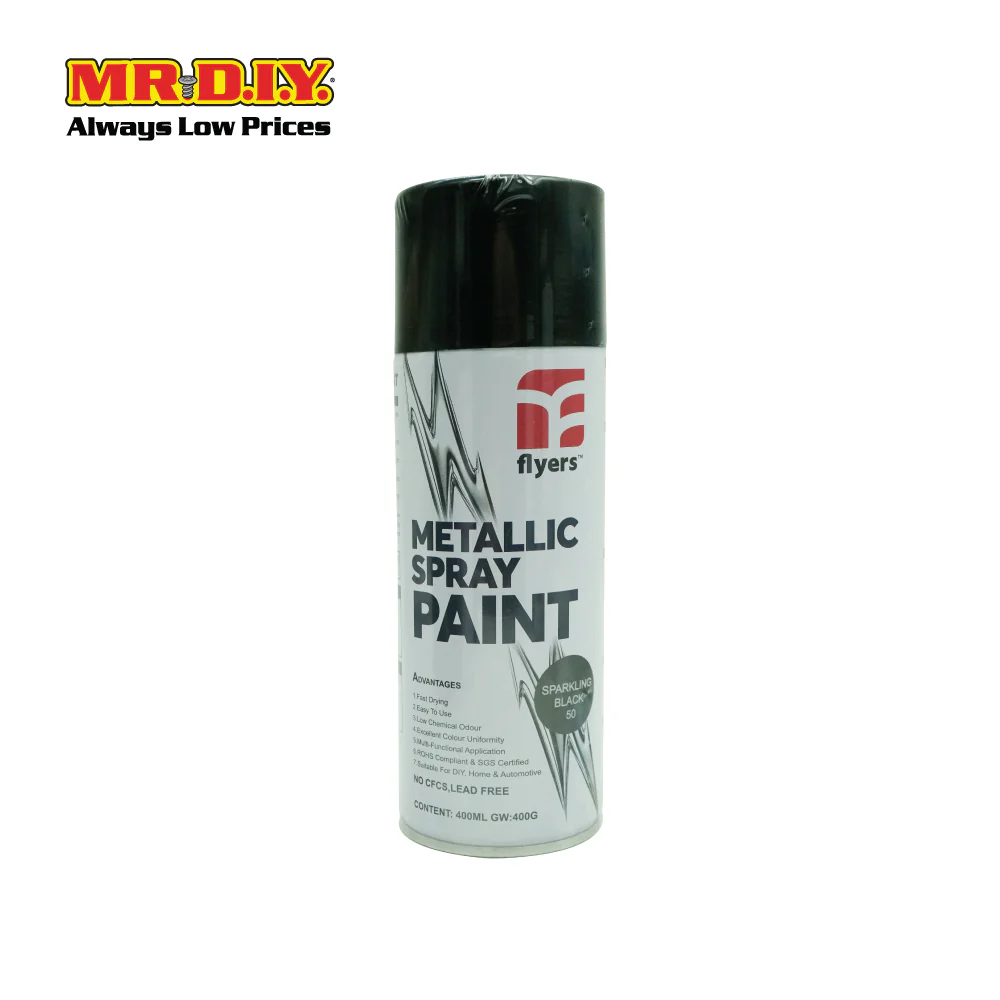 (MR.DIY) FLYERS Spray Paint Sparkling Black #50 (400ml) - Image 2