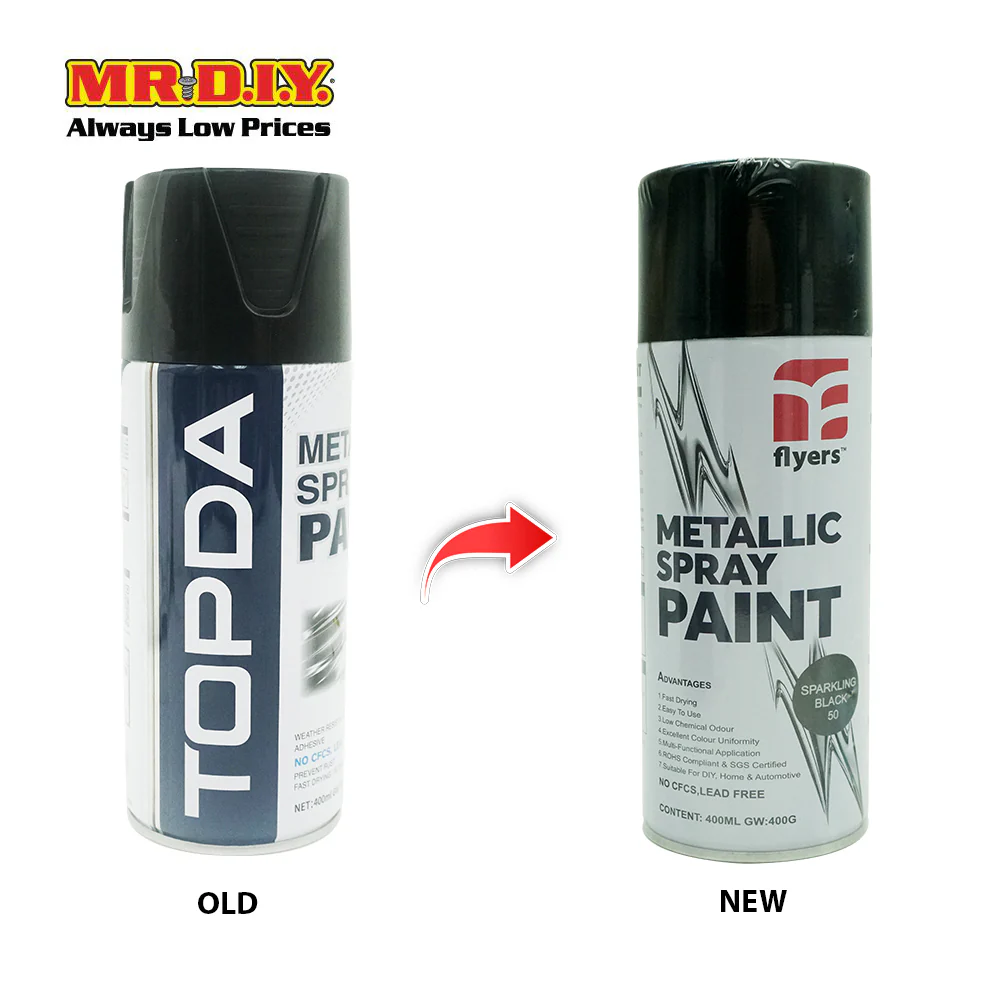 (MR.DIY) FLYERS Spray Paint Sparkling Black #50 (400ml) - Image 4
