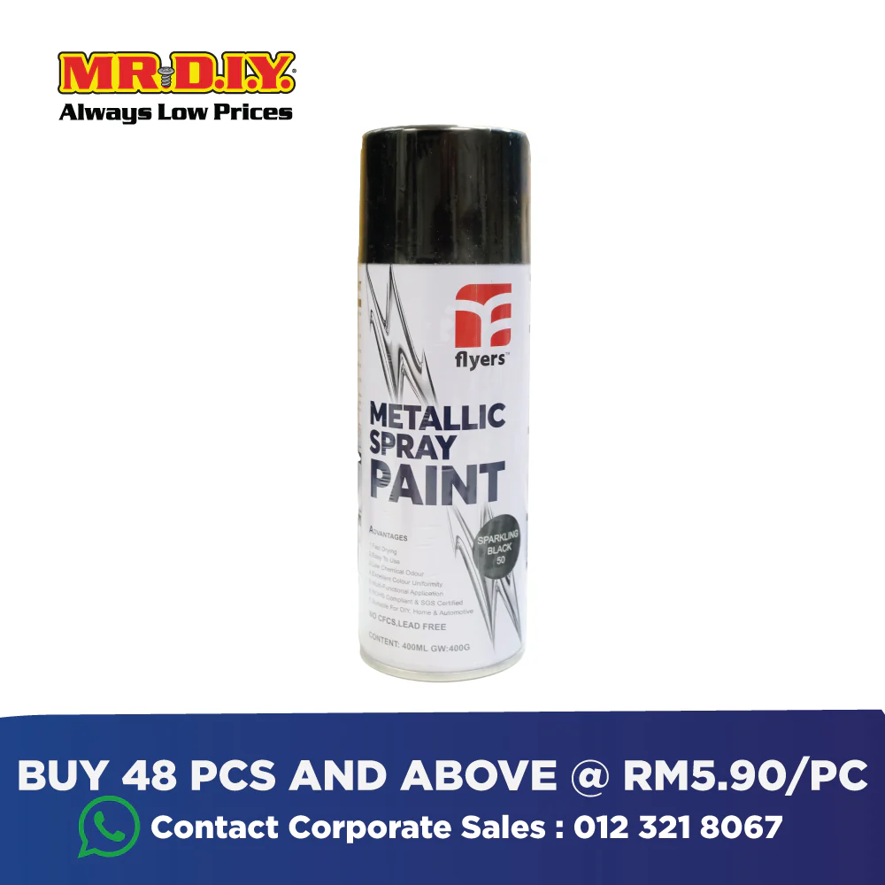 (MR.DIY) FLYERS Spray Paint Sparkling Black #50 (400ml) - Image 5