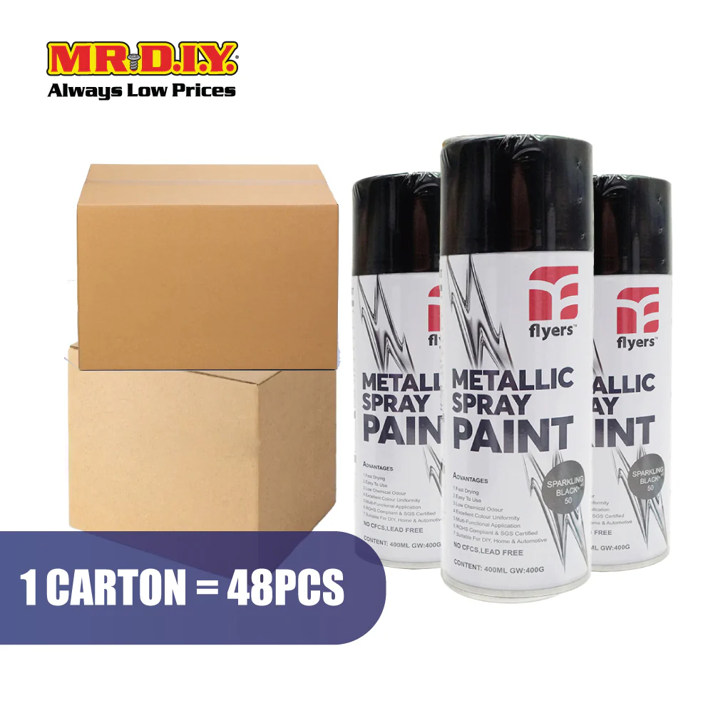 (MR.DIY) FLYERS Spray Paint Sparkling Black #50 (400ml) - Image 6