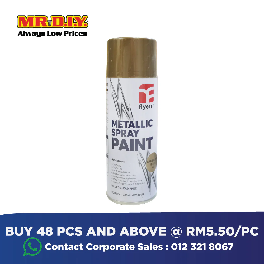 (MR.DIY) FLYERS Spray Paint Sparkling Gold #49 (400ml) - Image 4