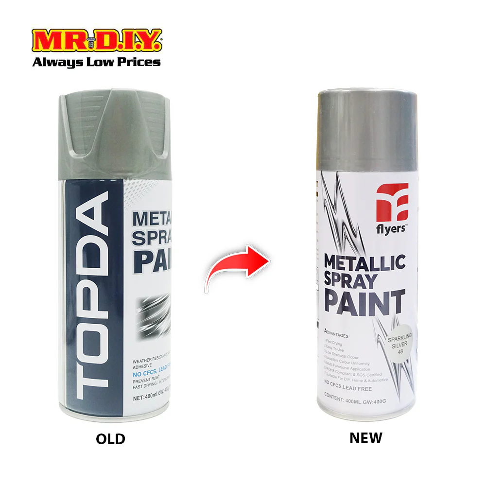 (MR.DIY) FLYERS Spray Paint Sparkling Silver #48 (400ml) - Image 4