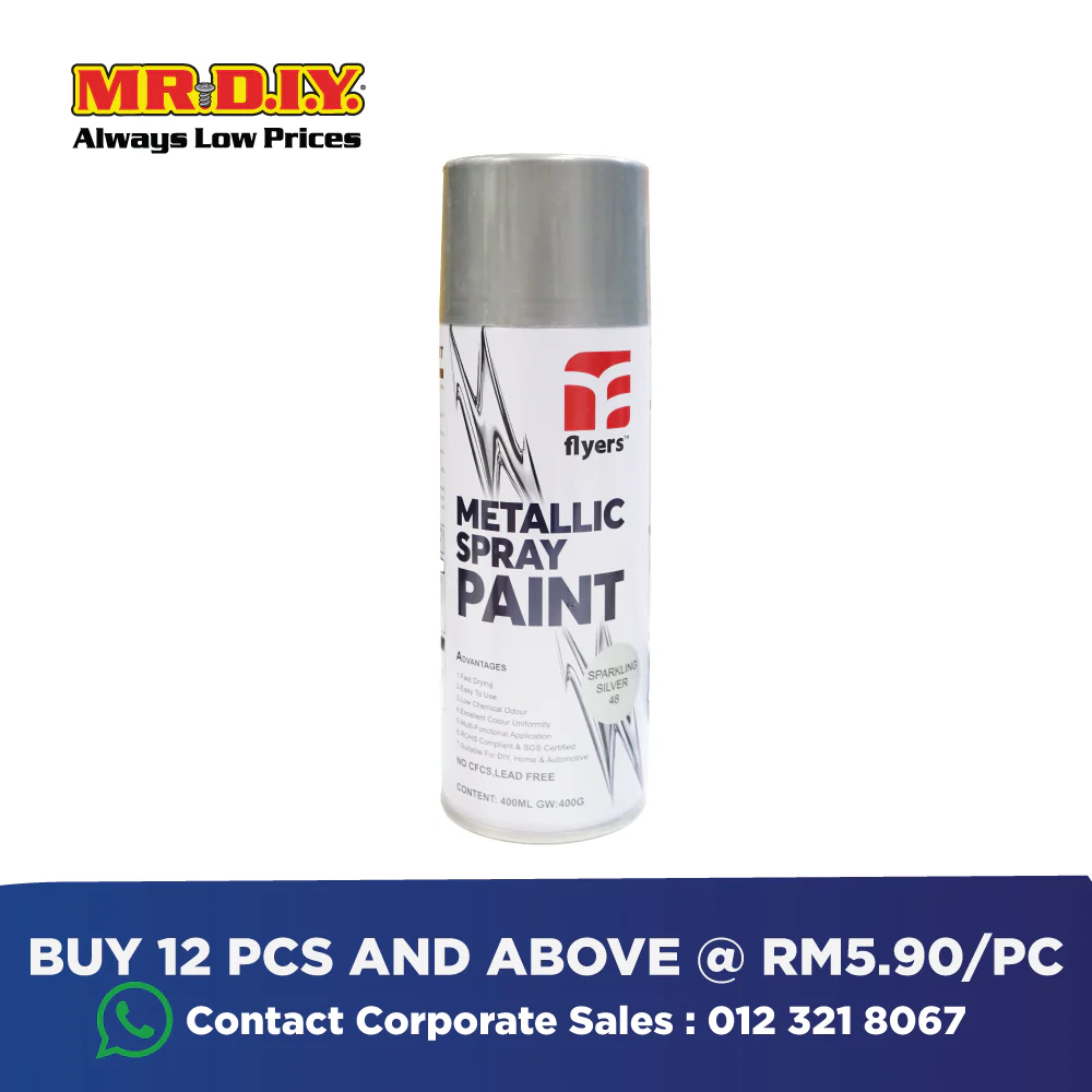 (MR.DIY) FLYERS Spray Paint Sparkling Silver #48 (400ml) - Image 5