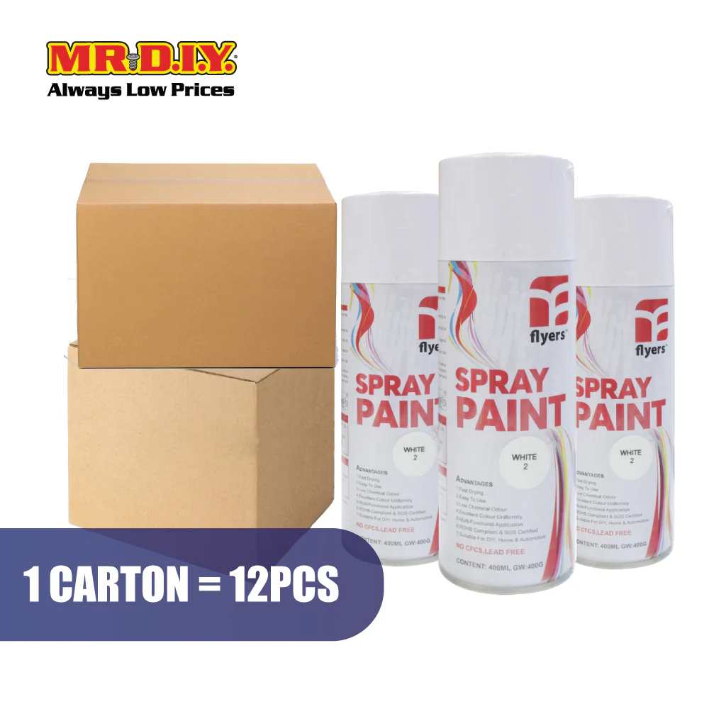 (MR.DIY) FLYERS Spray Paint White #2 (400ml) - Image 5