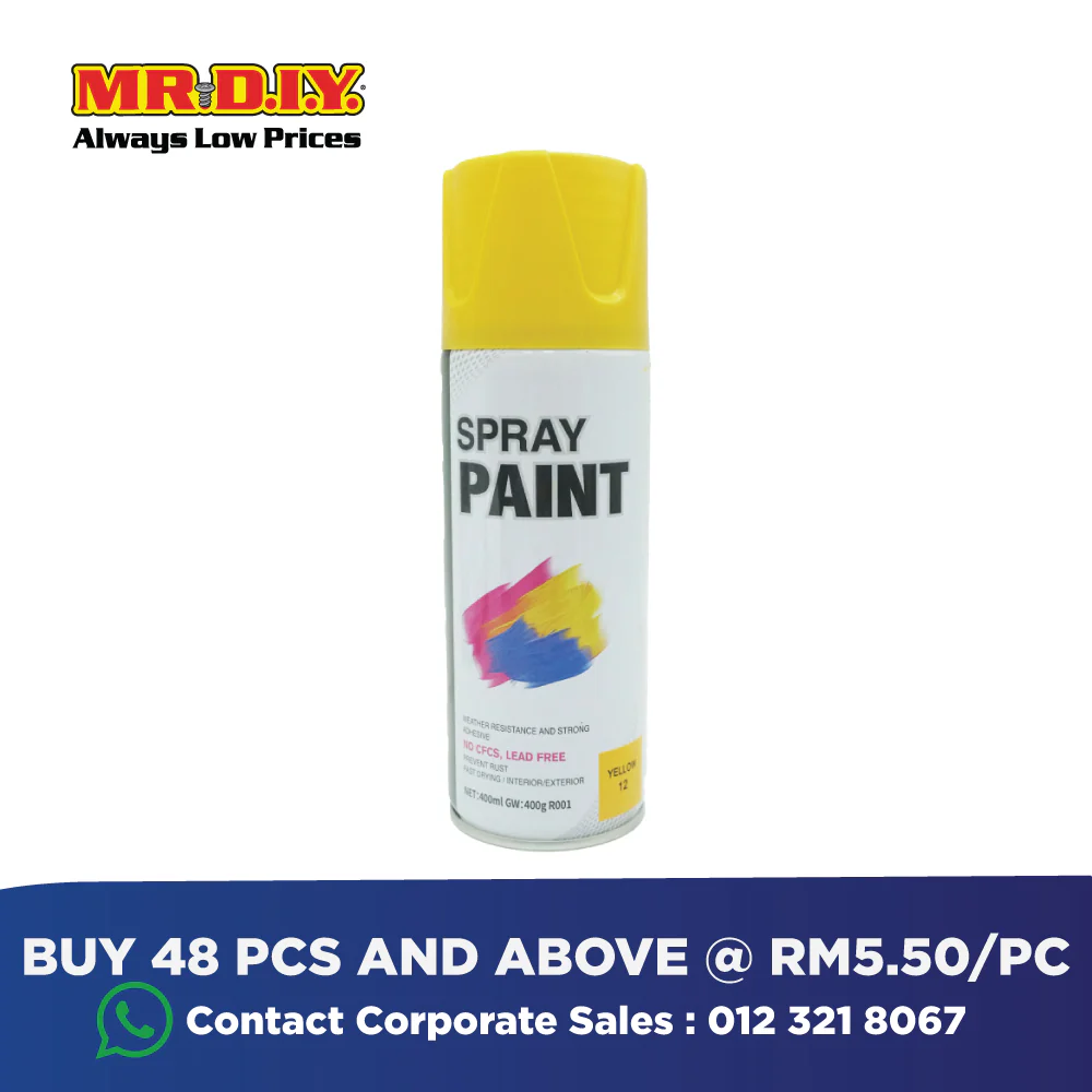 (MR.DIY) TOPDA Spray Paint Yellow #12 (400ml) - Image 3