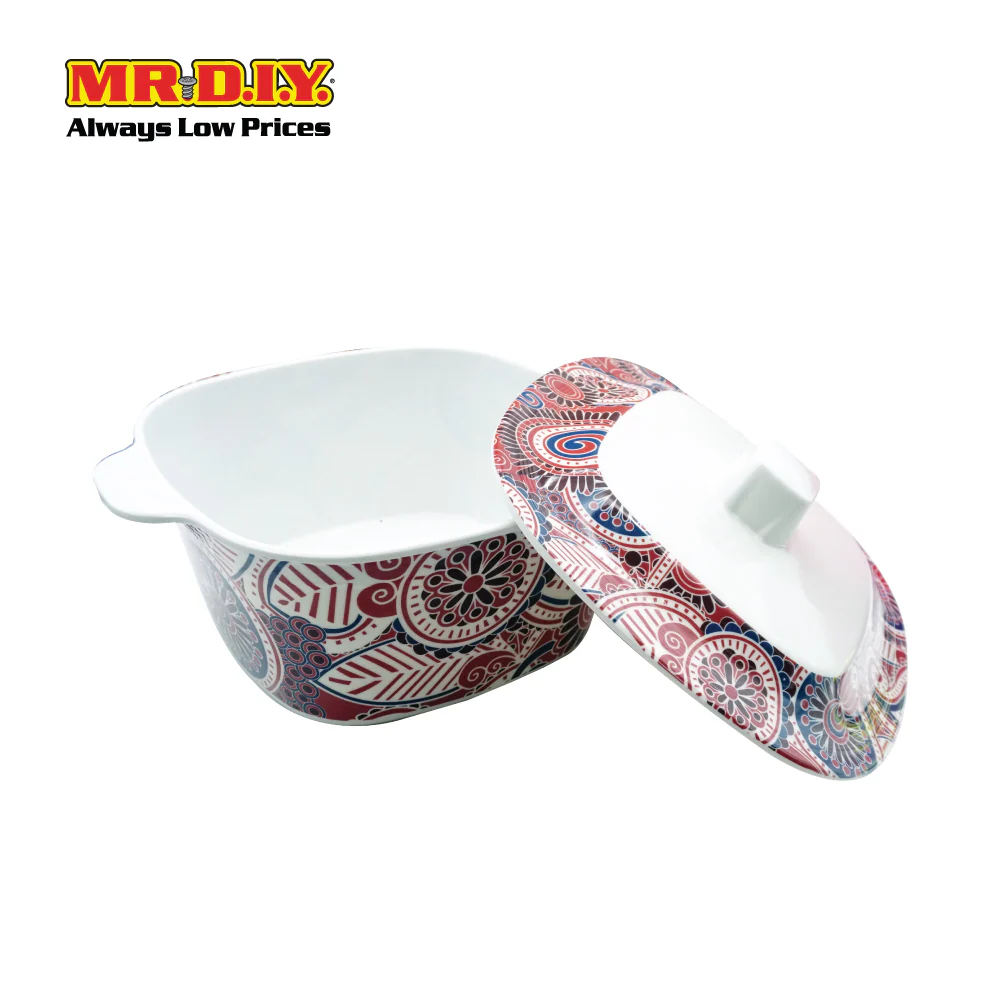 (MR.DIY) Square Lid Bowl Paisley Design (21cm) - Image 3