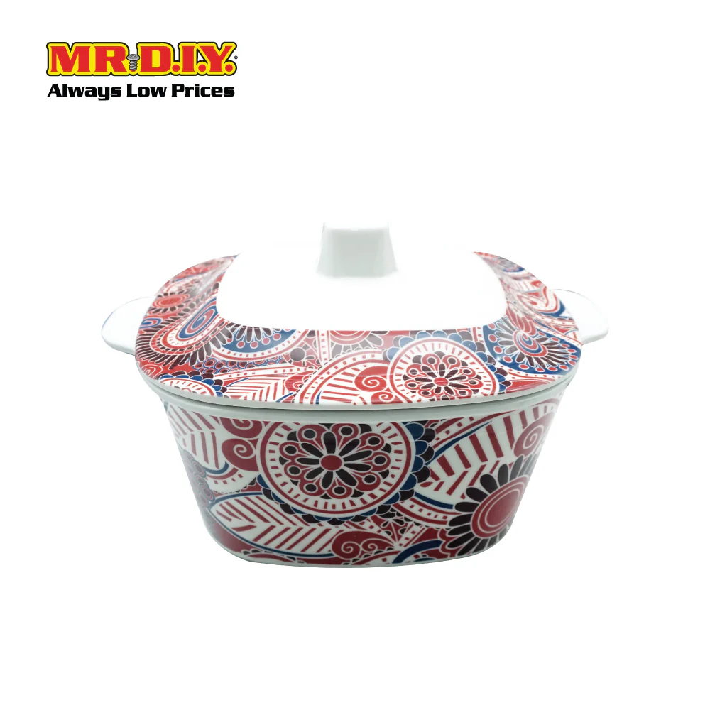 (MR.DIY) Square Lid Bowl Paisley Design (21cm) - Image 4