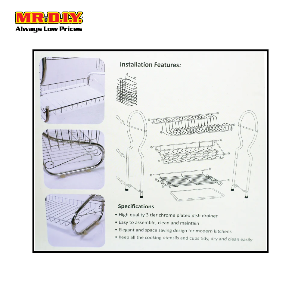 (MR.DIY) Stainless-Steel 3-Layer Tier Dish Drainer Rack - Image 2