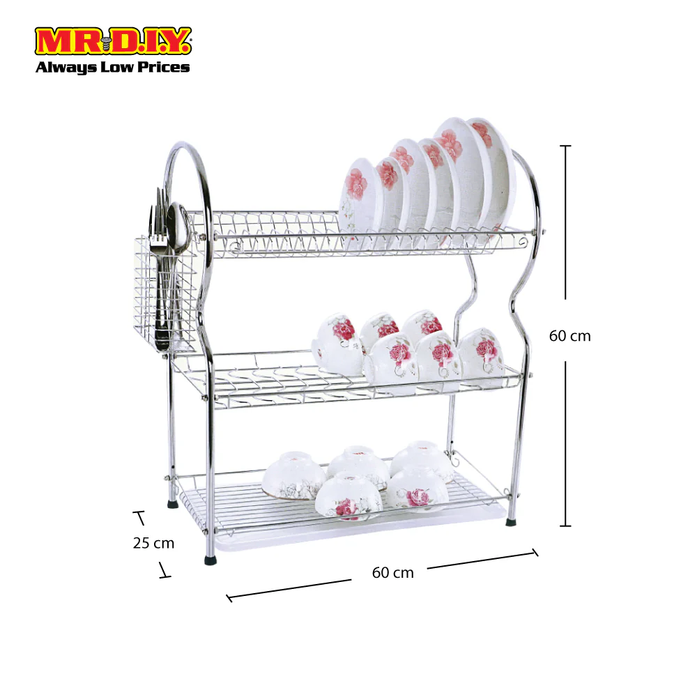 (MR.DIY) Stainless-Steel 3-Layer Tier Dish Drainer Rack - Image 4