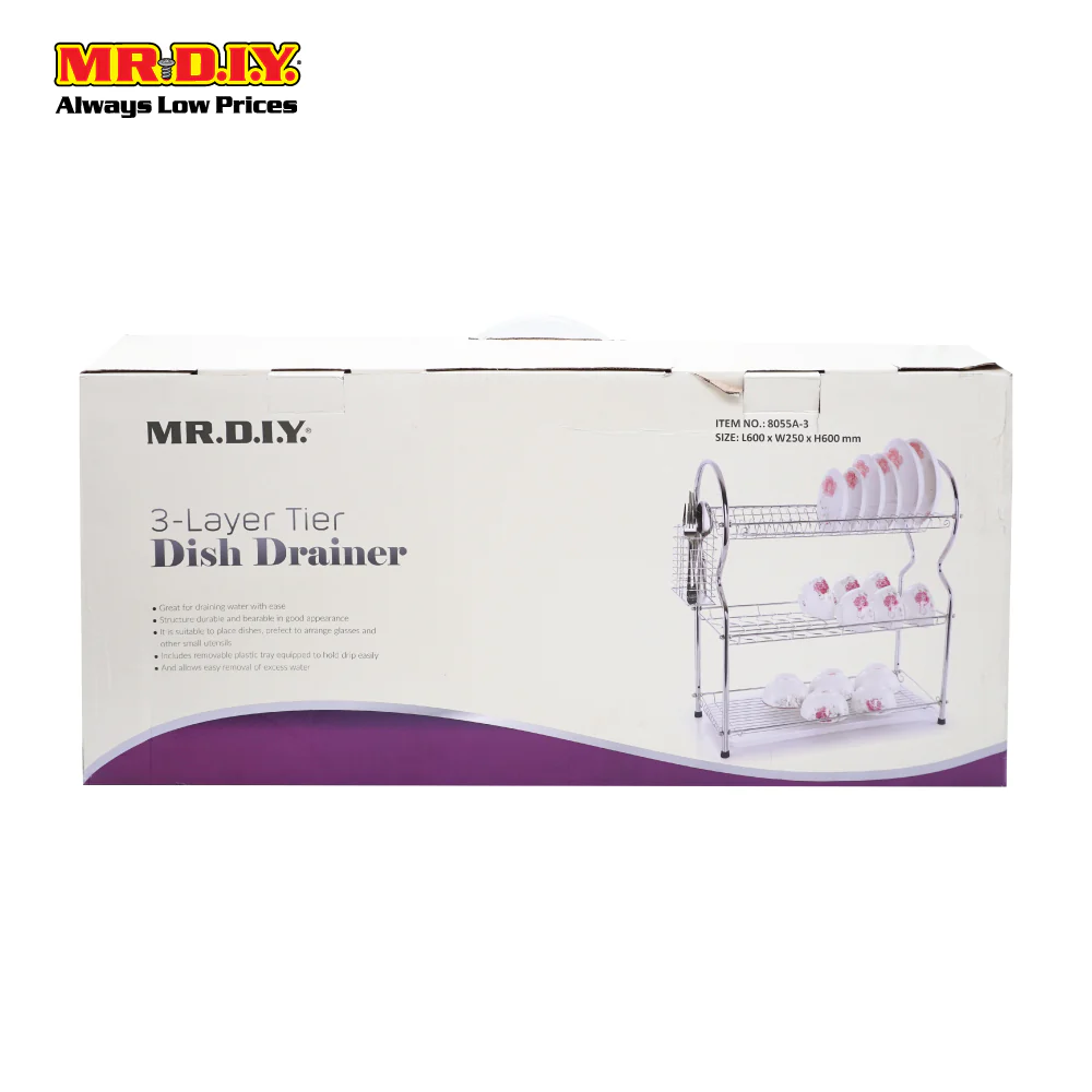 (MR.DIY) Stainless-Steel 3-Layer Tier Dish Drainer Rack - Image 5