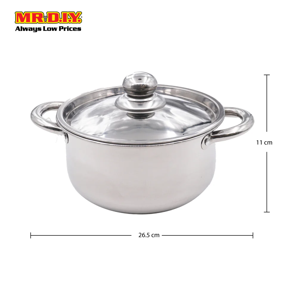 (MR.DIY) Stainless Steel Casserole Pot with Lid (18cm) - Image 4