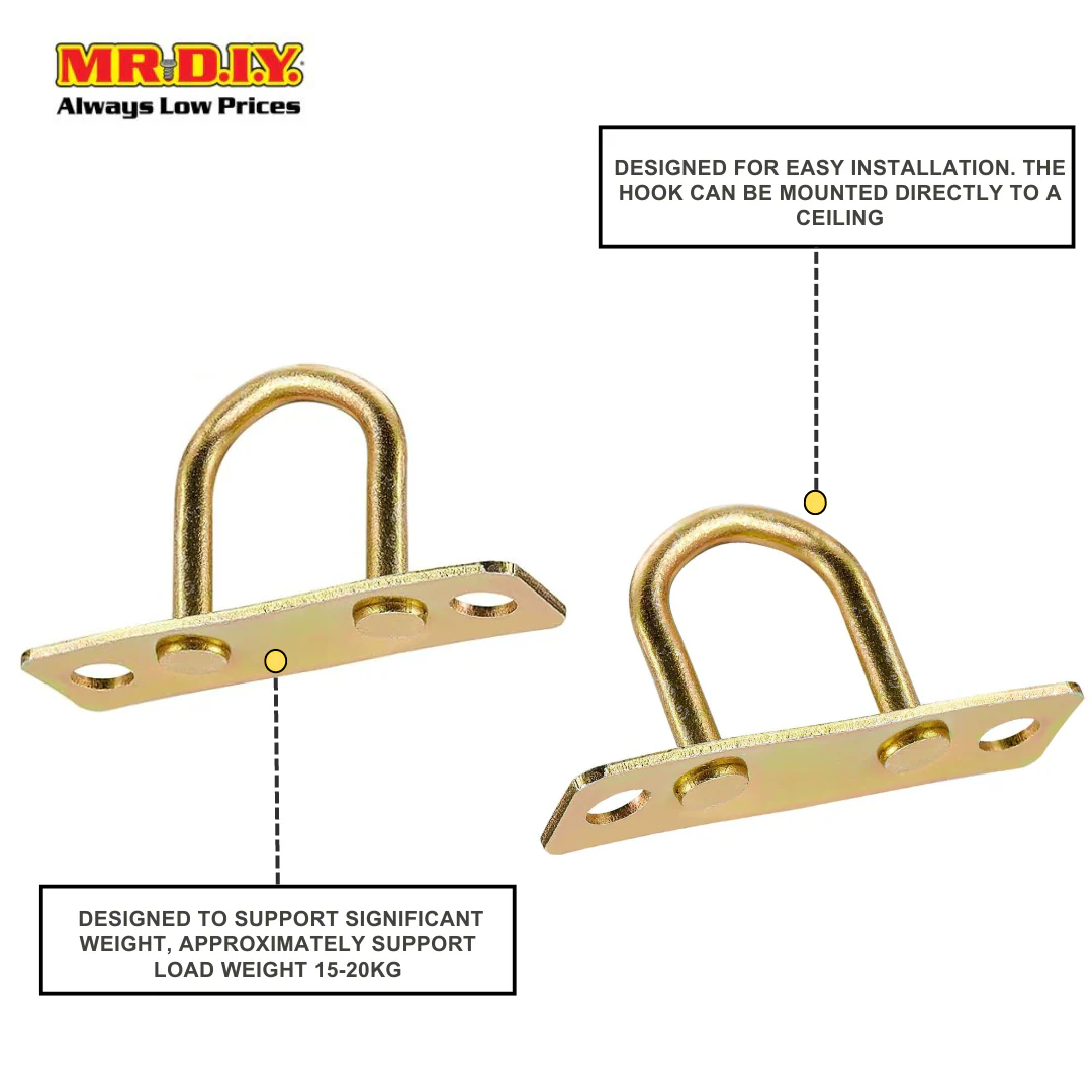 (MR.DIY) Brass Ceiling Fan Bracket Mount D-Type Hook (1pc) (2.7 x 9.2cm) - Image 3