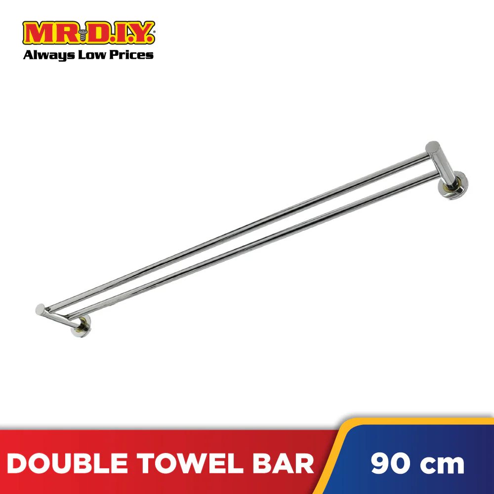 (MR.DIY) Stainless Steel Double Layer Towel Bar Rack (90cm) - Image 2