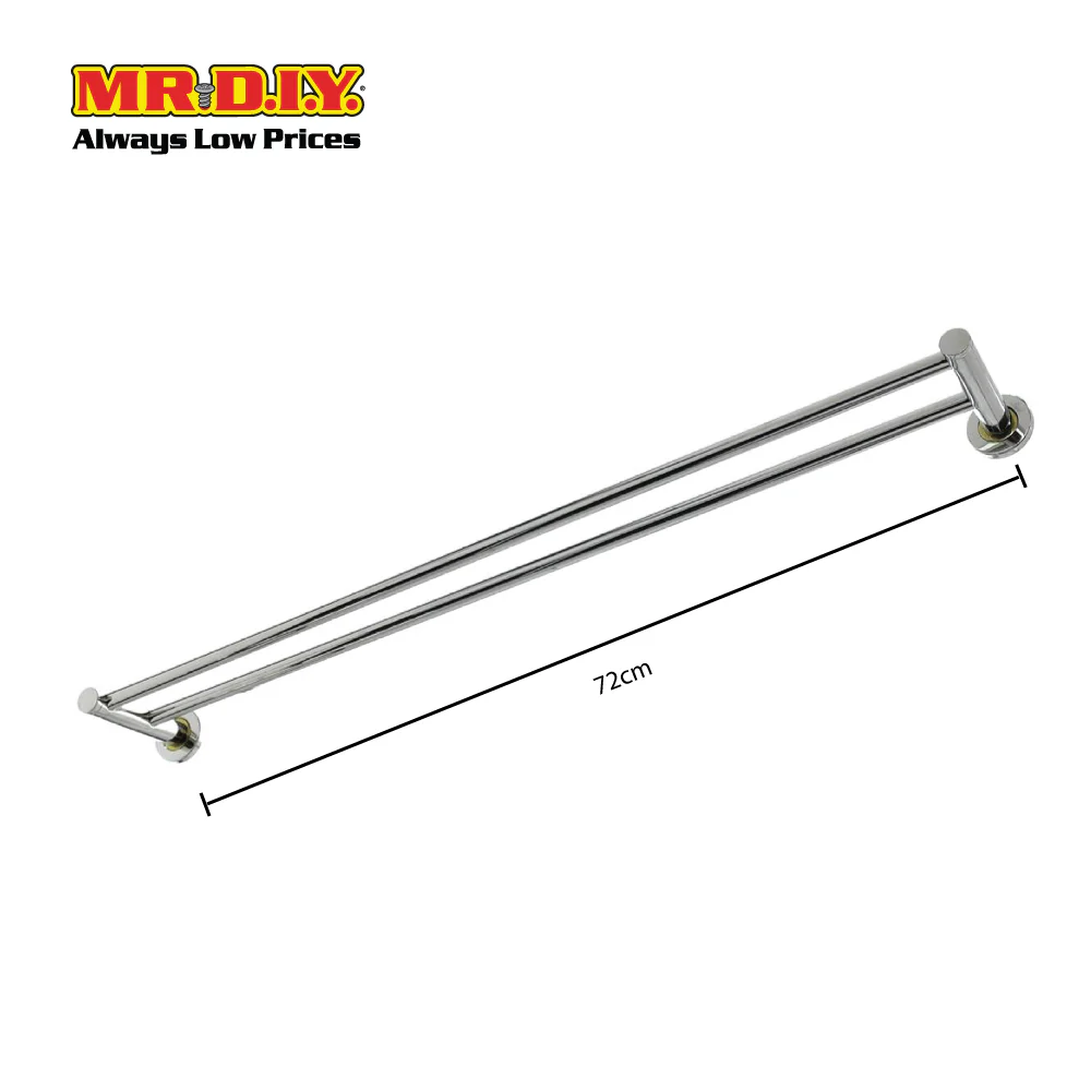 (MR.DIY) Stainless Steel Durable Towel Hanger Double Bar Bathroom (60 x 22cm) - Image 2
