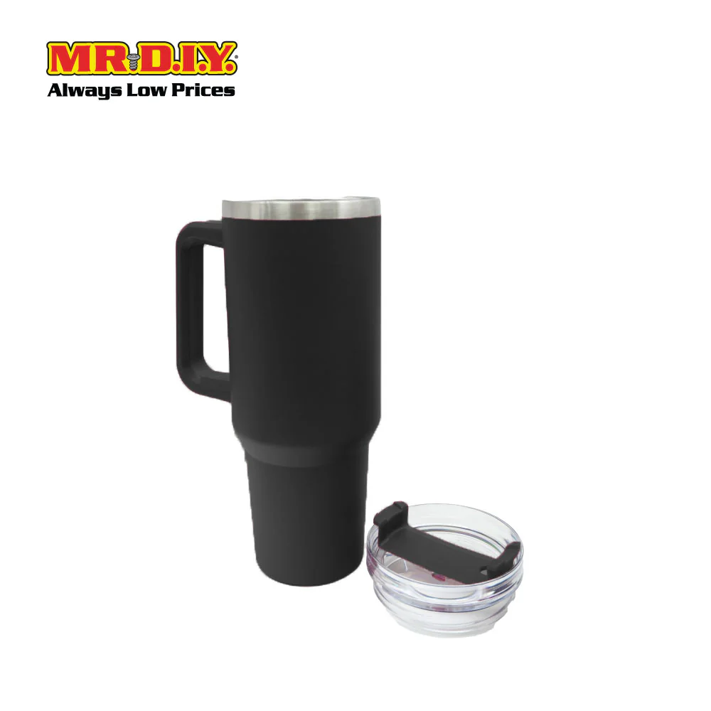 (MR. DIY) Stainless Steel Mug Thermos Flask with Straw (1200ml) -  BLACK - Color Series - Image 4