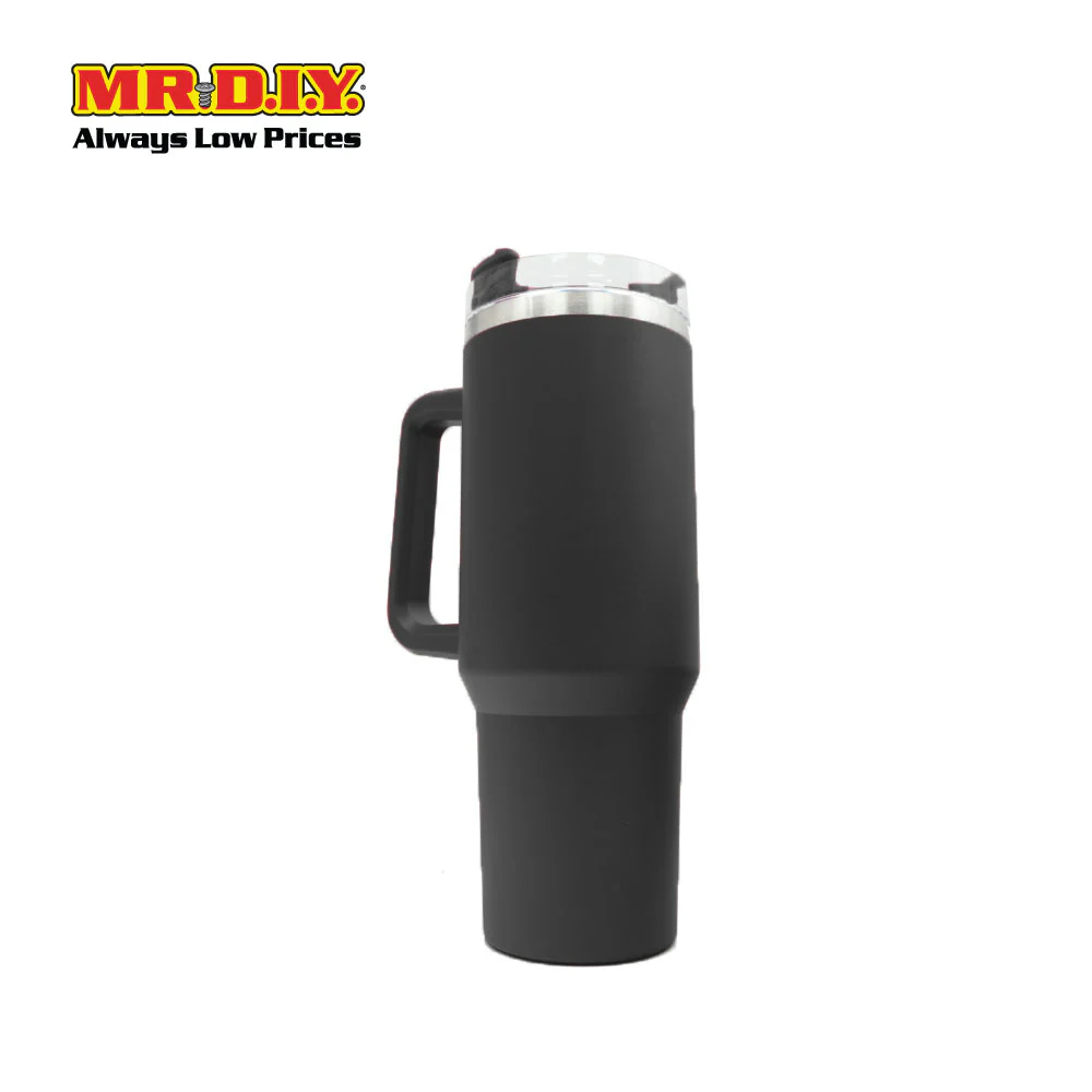 (MR. DIY) Stainless Steel Mug Thermos Flask with Straw (1200ml) -  BLACK - Color Series - Image 6