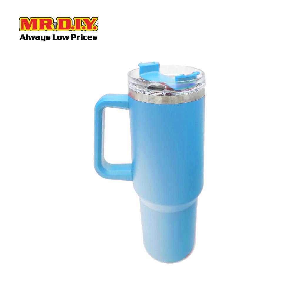 (MR. DIY) Stainless Steel Mug Thermos Flask with Straw (1200ml) - LIGHT BLUE - Color Series