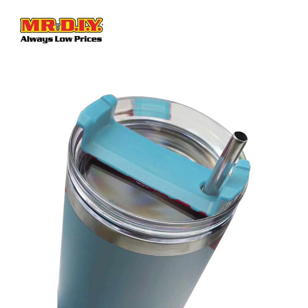 (MR. DIY) Stainless Steel Mug Thermos Flask with Straw (1200ml) - LIGHT BLUE - Color Series - Image 3