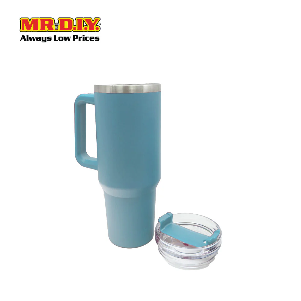 (MR. DIY) Stainless Steel Mug Thermos Flask with Straw (1200ml) - LIGHT BLUE - Color Series - Image 4