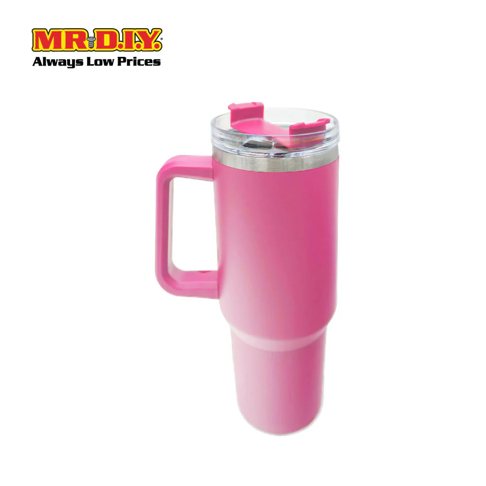 (MR. DIY) Stainless Steel Mug Thermos Flask with Straw (1200ml) - LIGHT PINK - Color Series