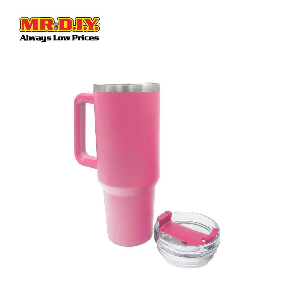 (MR. DIY) Stainless Steel Mug Thermos Flask with Straw (1200ml) - LIGHT PINK - Color Series - Image 3