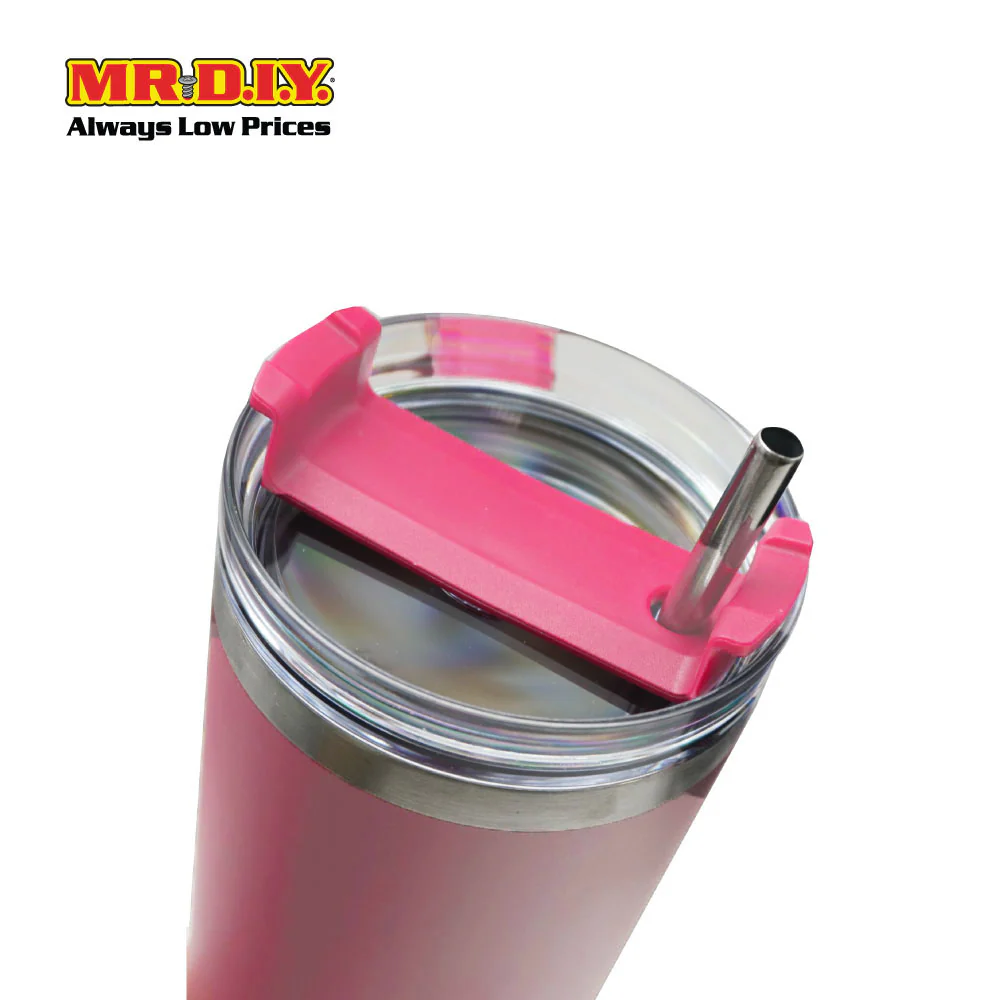 (MR. DIY) Stainless Steel Mug Thermos Flask with Straw (1200ml) - LIGHT PINK - Color Series - Image 4