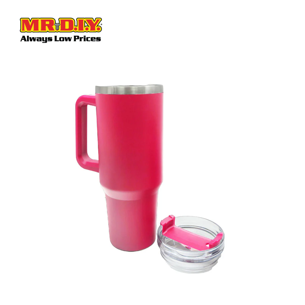 (MR. DIY) Stainless Steel Mug Thermos Flask with Straw (1200ml) - RED - Color Series - Image 5