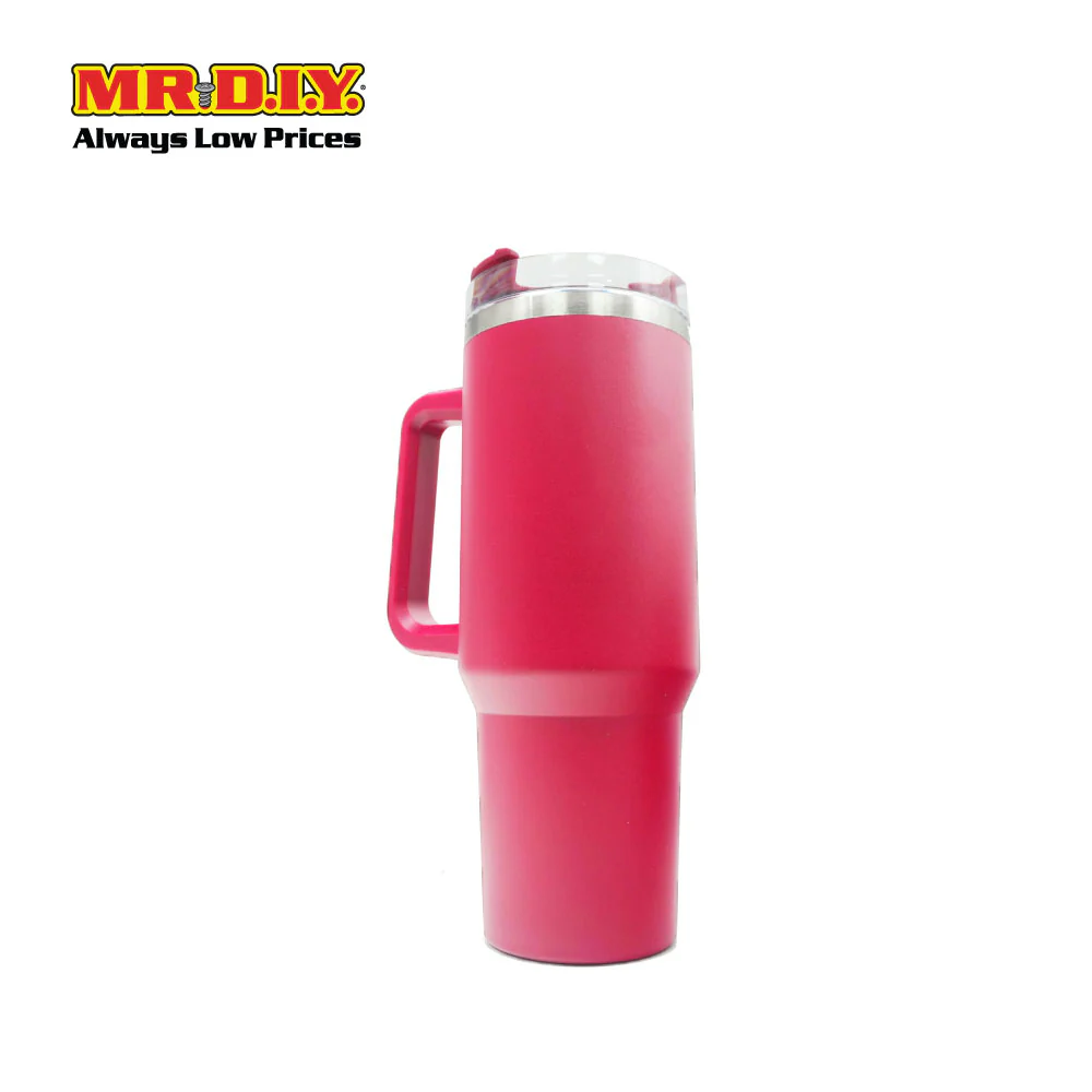 (MR. DIY) Stainless Steel Mug Thermos Flask with Straw (1200ml) - RED - Color Series - Image 6