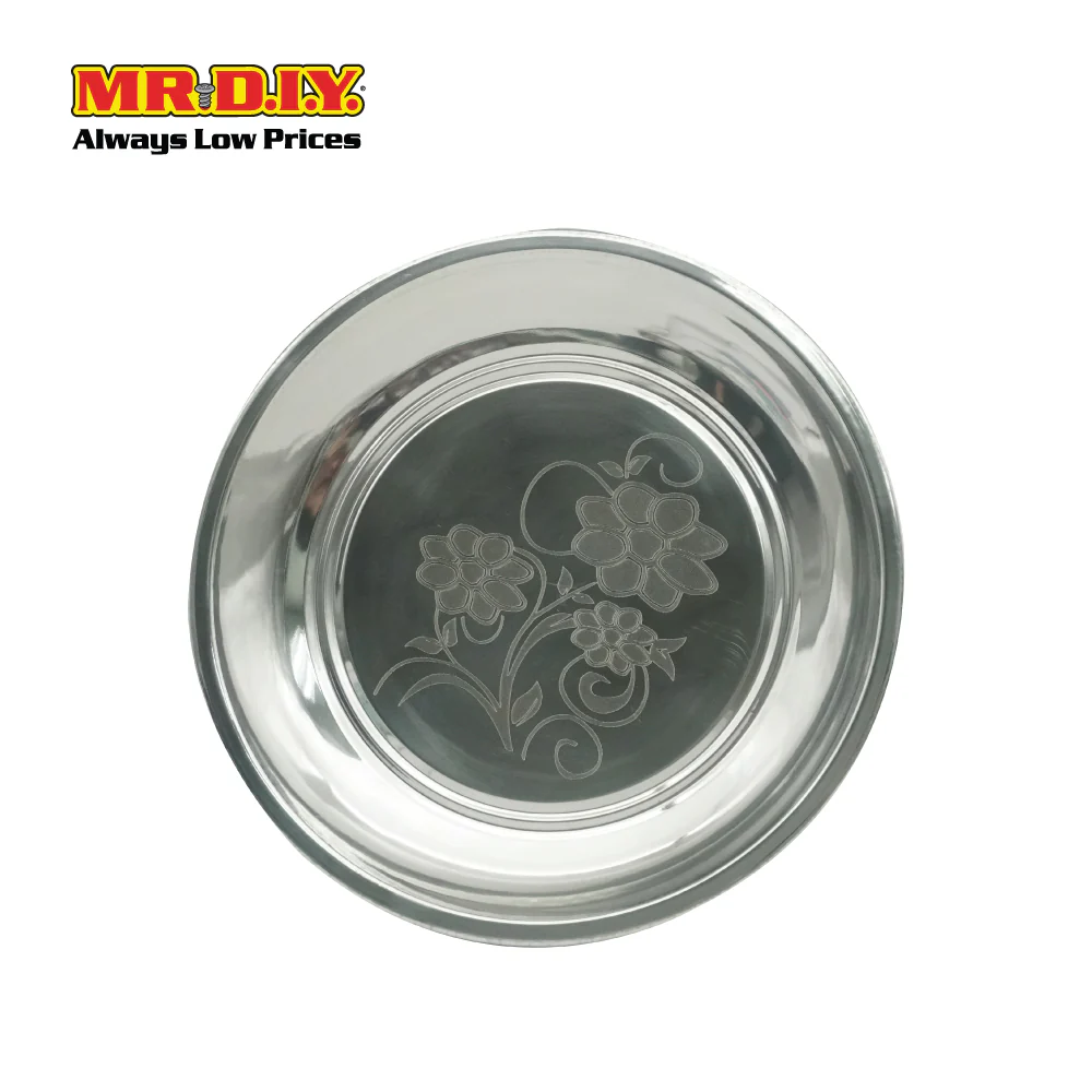 (MR.DIY) Stainless Steel Payal Dinner Floral Plate (22cm) - Image 2