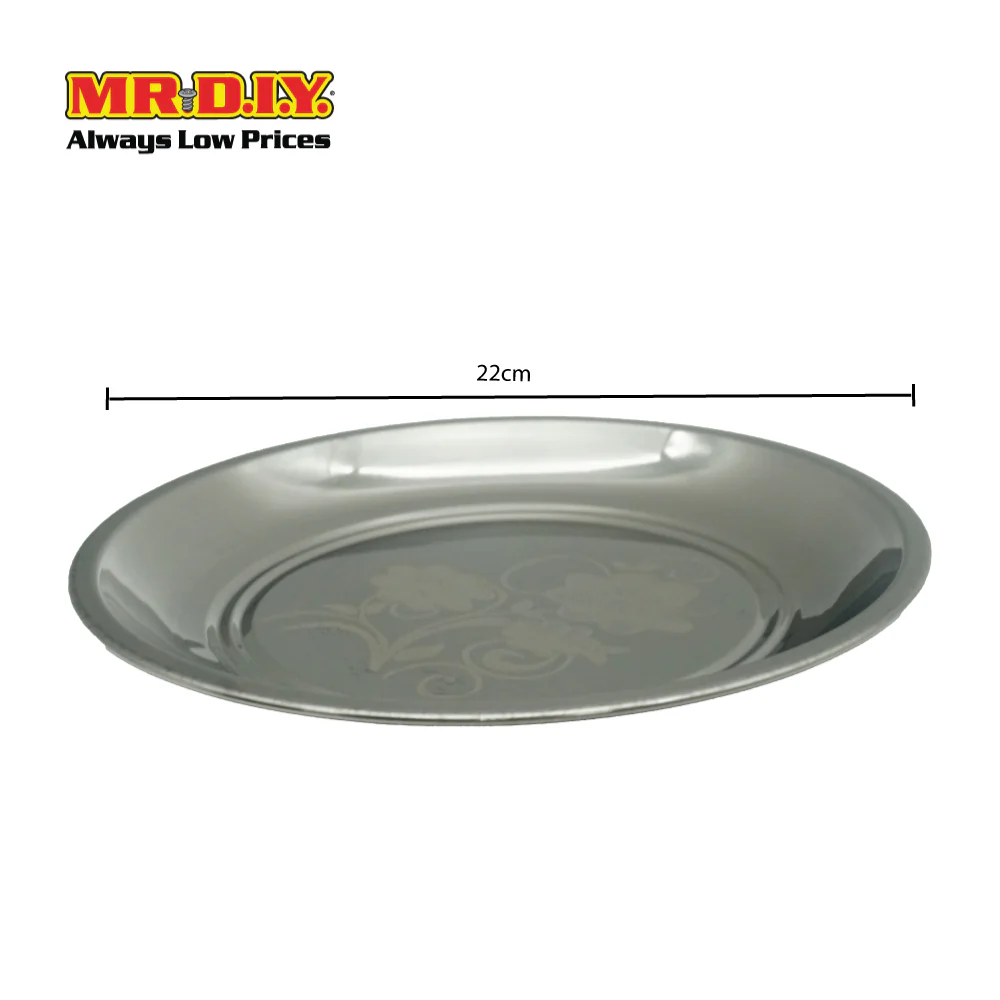 (MR.DIY) Stainless Steel Payal Dinner Floral Plate (22cm) - Image 5