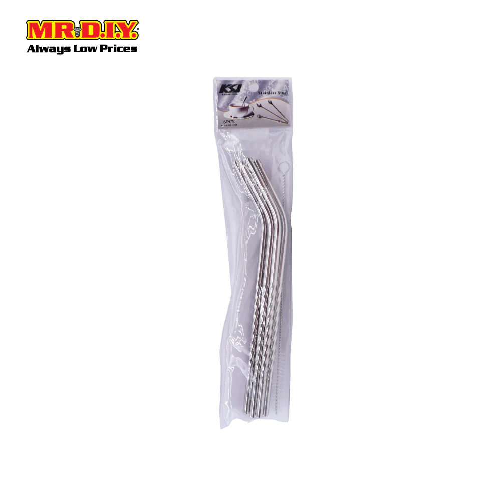 (MR.DIY) Stainless Steel Straw Set (4PCS) WY61 - Image 2
