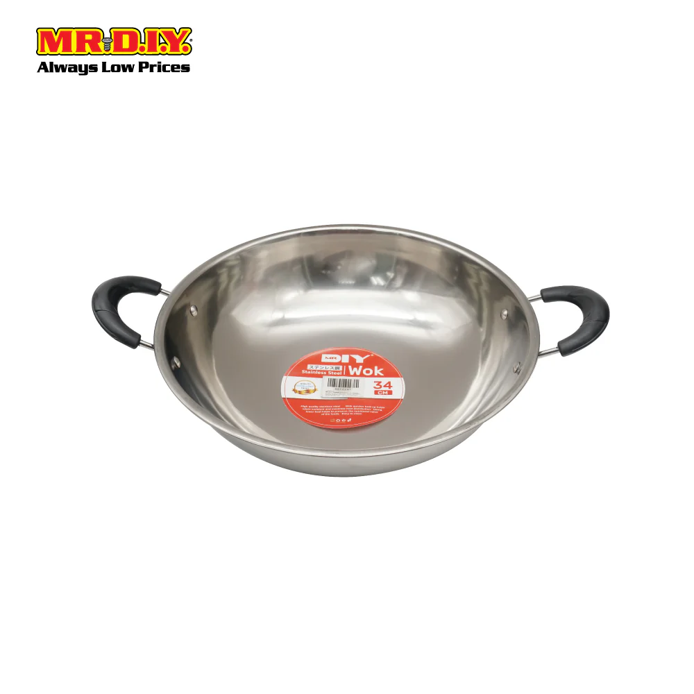 (MR.DIY) Stainless Steel Wok (34cm) - Image 3