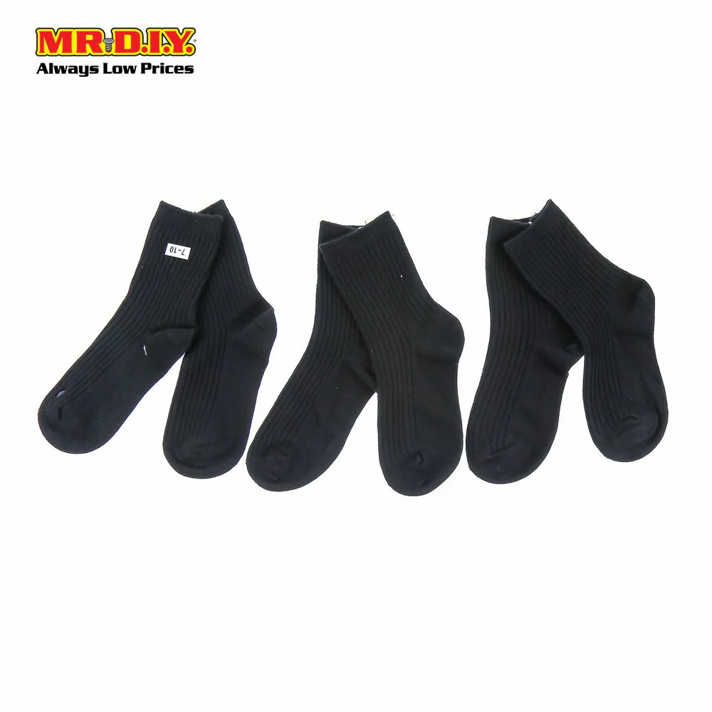 (MR.DIY) Student Socks 3pcs BK - Image 2
