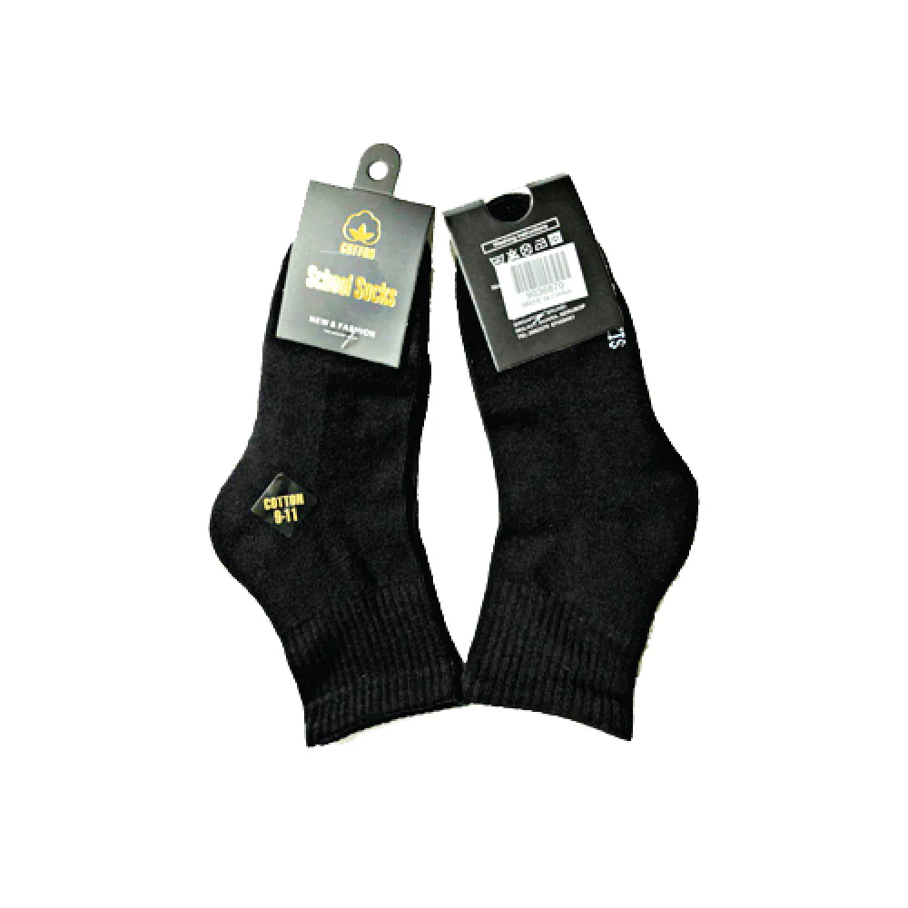(MR.DIY) Student Socks Black (8-10) - Image 3